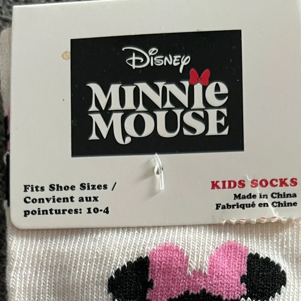 Disney Minnie Mouse White and Pink Kids Socks